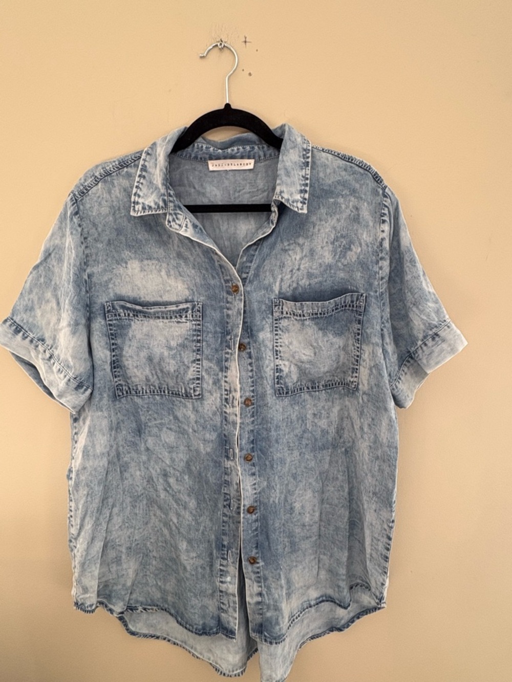 Jane and Delancey Light Blue Washed Denim Button-Down Shirt